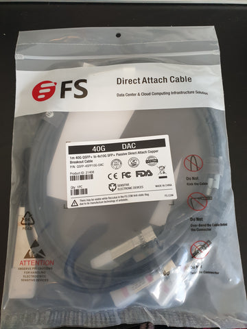 FS 1m 40G QSFP+ TO 4x10G SFP+ DAC (Sealed)